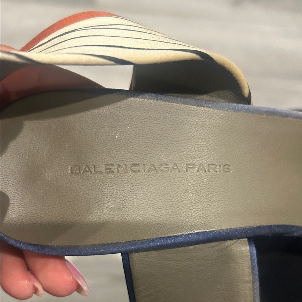 BALENCIAGA PARIS Blue and Bronze Satin Platform Women's Heels sz 36 - Picture 3 of 15